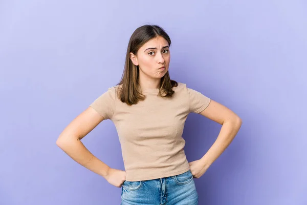 Young Caucasian Woman Confused Feels Doubtful Unsure — Stock Photo, Image