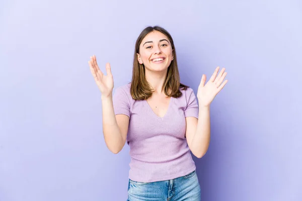 Een Jonge Blanke Vrouw Die Vrolijk Lacht Geluksconcept — Stockfoto