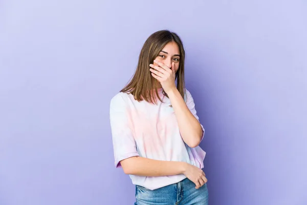 Giovane Donna Caucasica Ridendo Felice Spensierata Emozione Naturale — Foto Stock