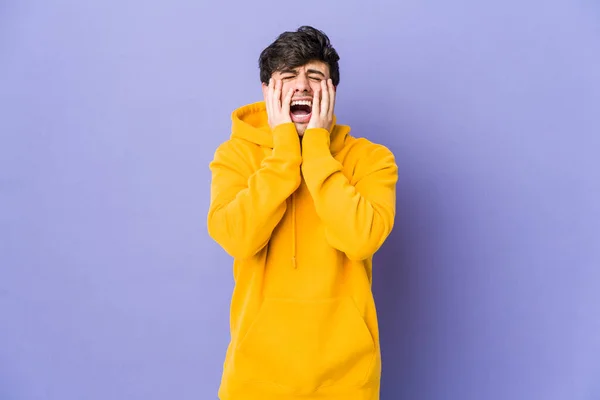 Junger Cooler Mann Jammert Und Weint Untröstlich — Stockfoto