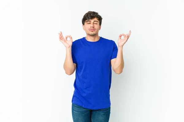 Giovane Uomo Fresco Rilassa Dopo Dura Giornata Lavoro Lei Sta — Foto Stock