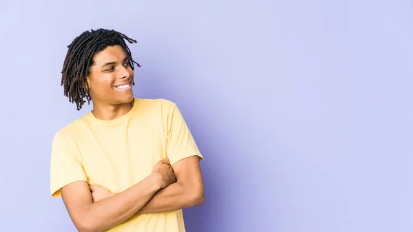 Young African American Rasta Man Smiling Confident Crossed Arms — Stock Photo, Image