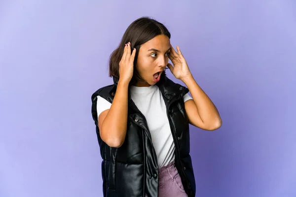 Young Mixed Race Woman Screaming Very Excited Passionate Satisfied Something — Stock Photo, Image