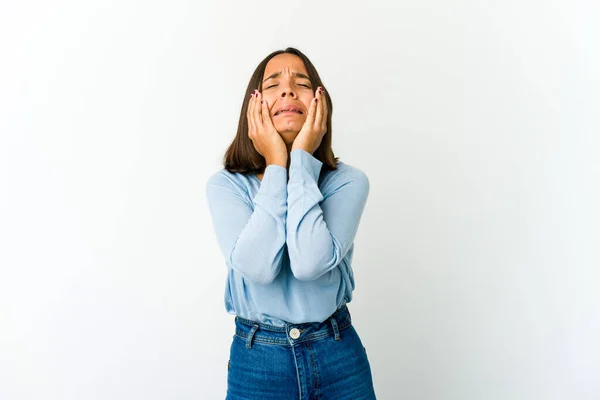 Young Mixed Race Woman Whining Crying Disconsolately — Stock Photo, Image