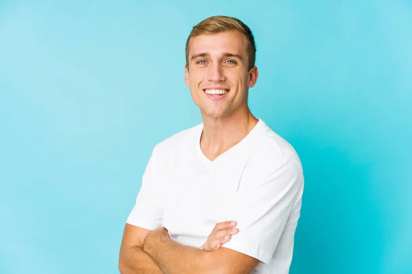 Joven Caucásico Guapo Hombre Feliz Sonriente Alegre —  Fotos de Stock