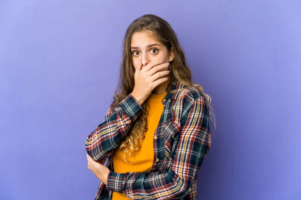 Joven Caucásica Linda Mujer Asustada Asustada — Foto de Stock