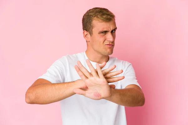 Young Caucasian Handsome Man Doing Denial Gesture — Stock Photo, Image