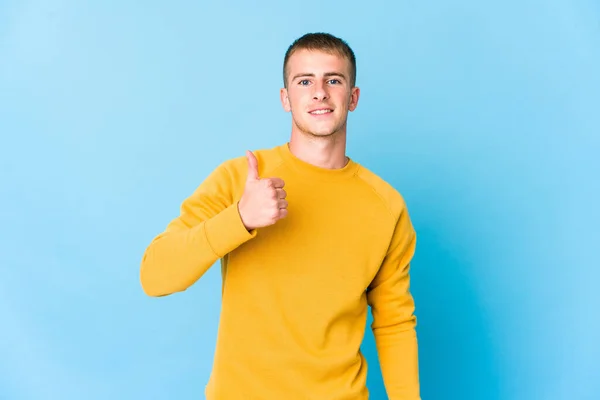 Young Caucasian Handsome Man Smiling Raising Thumb — Stock Photo, Image