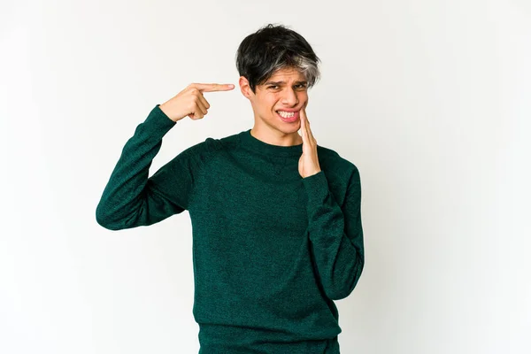 Jovem Magro Hispânico Homem Com Uma Forte Dor Dentes Dor — Fotografia de Stock