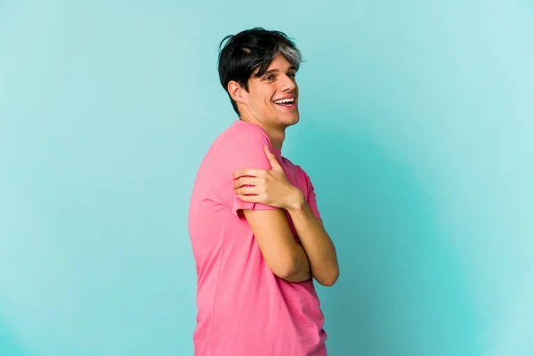 Young Skinny Hispanic Man Posing Color Background — Stock Photo, Image