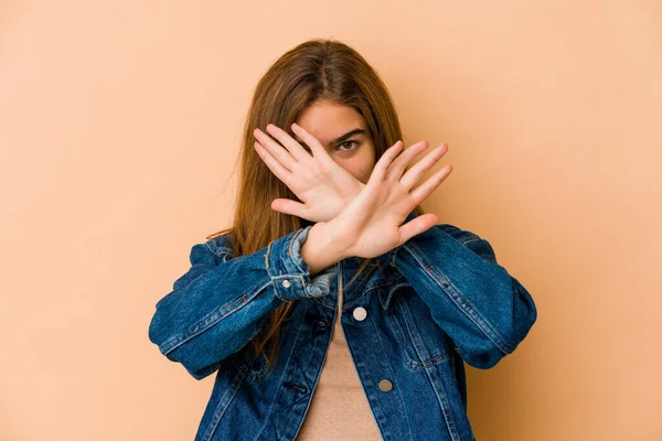 Junge Dünne Kaukasische Teenager Mädchen Tun Eine Leugnung Geste — Stockfoto