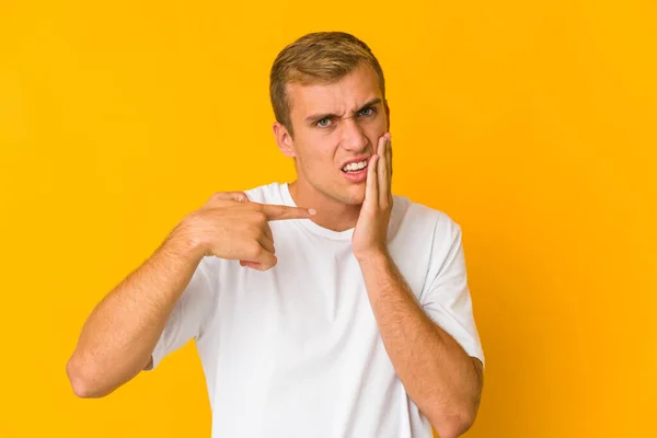 Young Caucasian Handsome Man Having Strong Teeth Pain Molar Ache — Stock Photo, Image