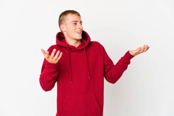 Jovem Caucasiano Bonito Homem Alegre Rindo Muito Conceito Felicidade — Fotografia de Stock