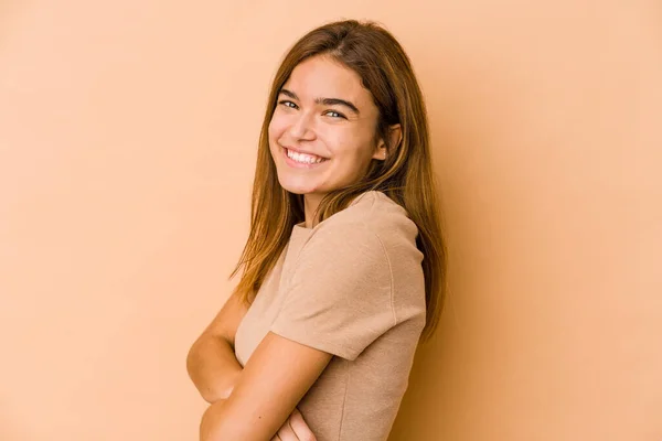 Mladý Hubený Kavkazský Teenager Dívka Šťastný Usmívající Veselý — Stock fotografie