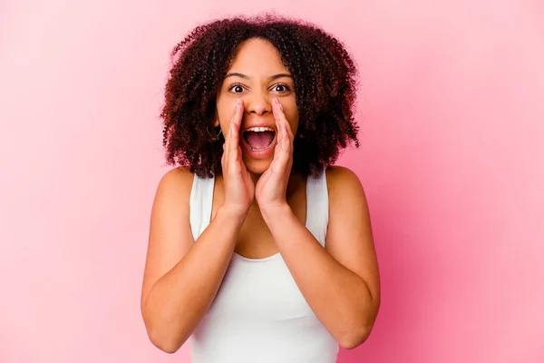 Young African American Mixed Race Woman Isolated Shouting Excited Front — Stock Photo, Image