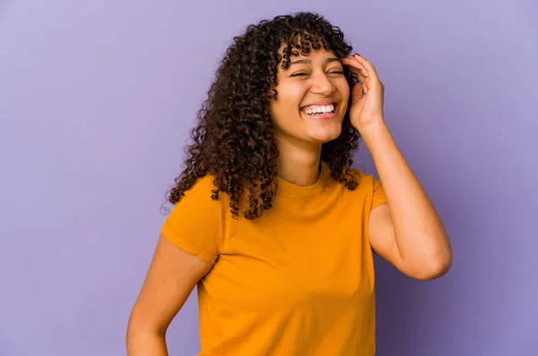 Joven Afroamericana Afro Mujer Aislada Alegre Riendo Mucho Concepto Felicidad —  Fotos de Stock