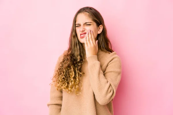 Giovane Donna Caucasica Con Forte Dolore Denti Dolore Molare — Foto Stock