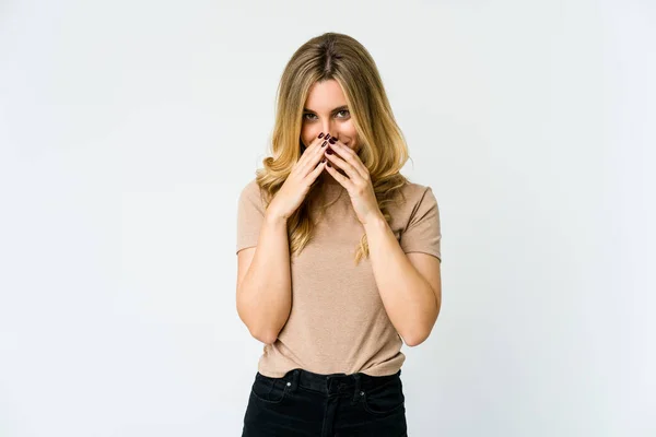 Young Caucasian Blonde Woman Making Plan Mind Setting Idea — Stock Photo, Image