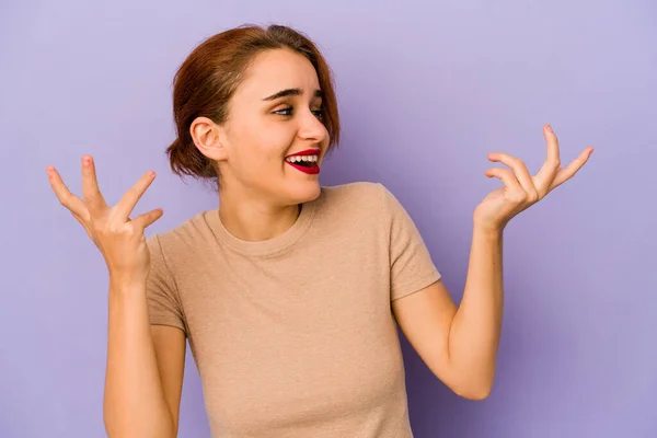 Jovem Árabe Mestiço Mulher Alegre Rindo Muito Conceito Felicidade — Fotografia de Stock