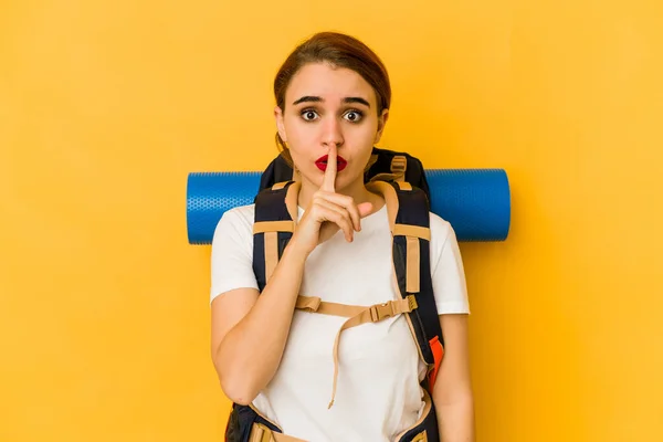 Junge Magersüchtige Arabische Reisende Halten Ein Geheimnis Oder Bitten Schweigen — Stockfoto