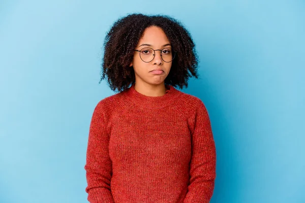 Ung Afrikansk Amerikansk Blandras Kvinna Isolerad Ledsen Allvarligt Ansikte Känna — Stockfoto