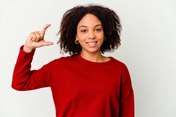 Jong Afrikaans Amerikaans Gemengd Ras Vrouw Geïsoleerd Houden Iets Weinig — Stockfoto