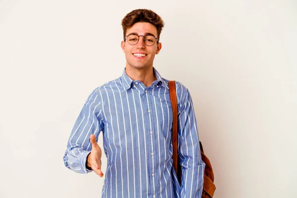 Joven Hombre Caucásico Posando Sobre Fondo Color —  Fotos de Stock