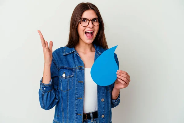 Jeune Femme Caucasienne Célébrant Journée Mondiale Eau Isolé Sur Fond — Photo