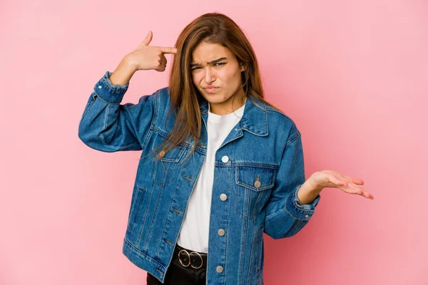 Jong Mager Kaukasisch Tiener Meisje Tonen Een Teleurstelling Gebaar Met — Stockfoto