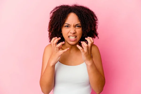 Young African American Mixed Race Woman Isolated Upset Screaming Tense — Stock Photo, Image