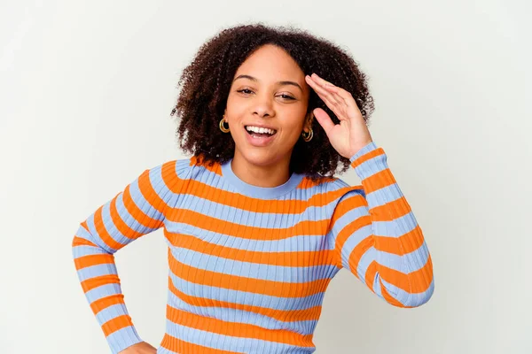 Joven Afroamericana Mestiza Mujer Aislada Alegre Riendo Mucho Concepto Felicidad —  Fotos de Stock