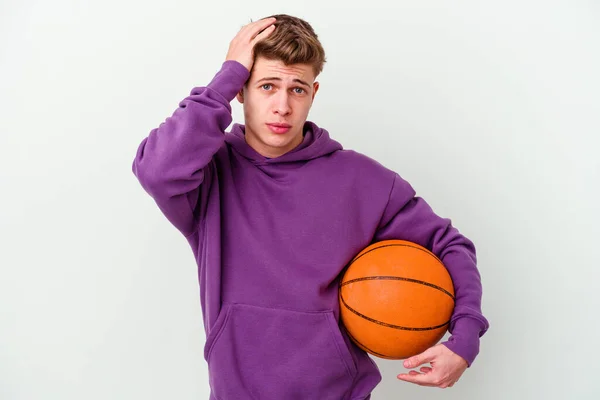 Basketbol Oynayan Beyaz Bir Genç Şok Geçirip Önemli Bir Toplantıyı — Stok fotoğraf