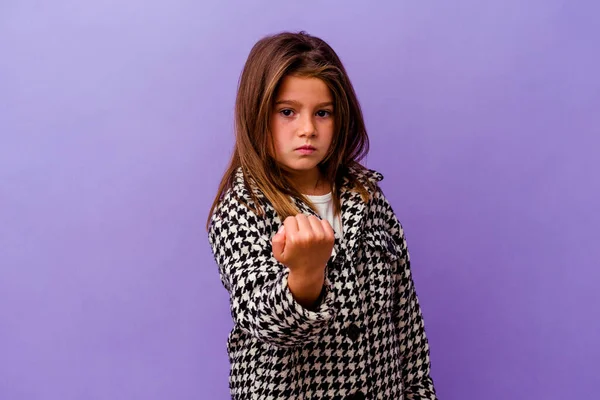 Маленька Біла Дівчинка Ізольована Фіолетовому Фоні Маленька Біла Дівчинка Ізольована — стокове фото