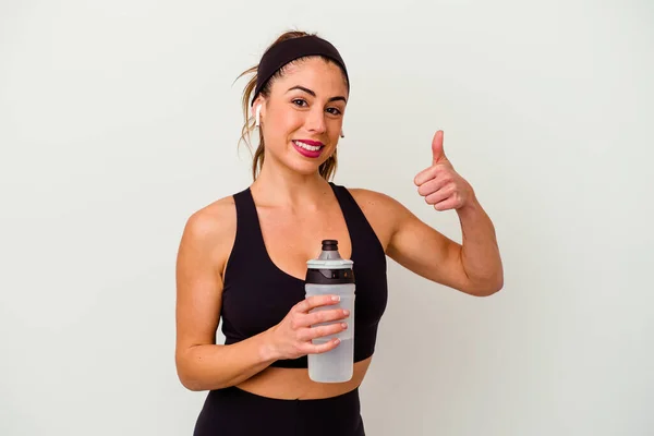 Jonge Sportieve Fitness Vrouw Drinkwater Uit Fles Geïsoleerd Witte Achtergrond — Stockfoto