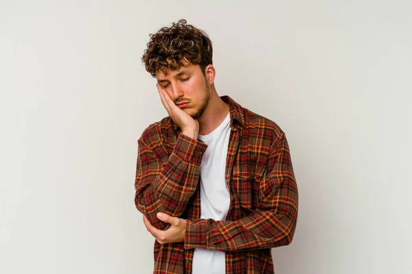 Jonge Blanke Man Geïsoleerd Witte Achtergrond Die Zich Verveelt Vermoeid — Stockfoto