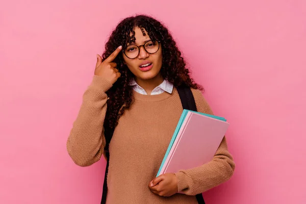 Young Student Mixed Race Woman Isolated Pink Background Showing Disappointment — Stock Photo, Image