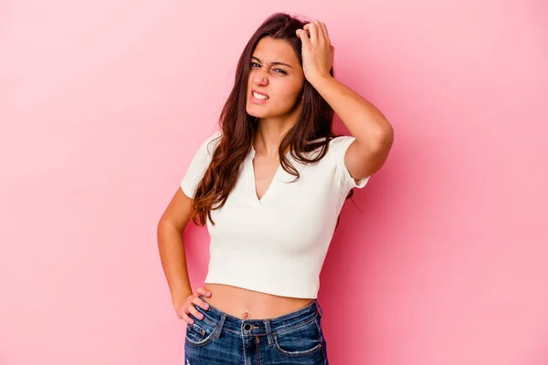 Young Indian Woman Isolated Pink Background Celebrating Victory Passion Enthusiasm — Stock Photo, Image