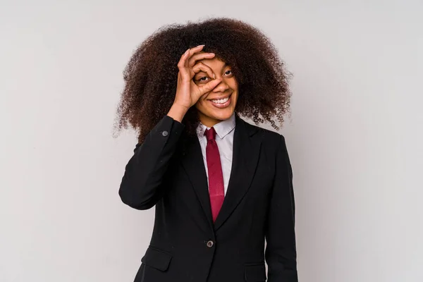 Jeune Femme Affaires Afro Américaine Portant Costume Isolé Sur Fond — Photo