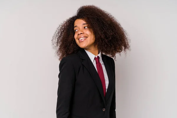 Joven Mujer Negocios Afroamericana Vistiendo Traje Aislado Sobre Fondo Blanco —  Fotos de Stock