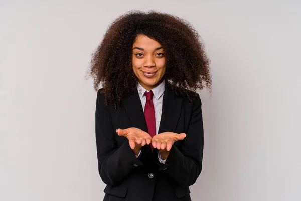 Jeune Femme Affaires Afro Américaine Portant Costume Isolé Sur Fond — Photo