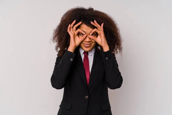 Joven Mujer Negocios Afroamericana Vistiendo Traje Aislado Sobre Fondo Blanco — Foto de Stock