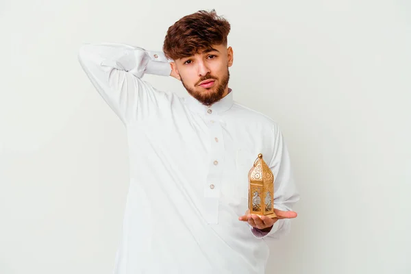 Jonge Marokkaanse Man Draagt Een Typisch Arabische Kleding Met Een — Stockfoto