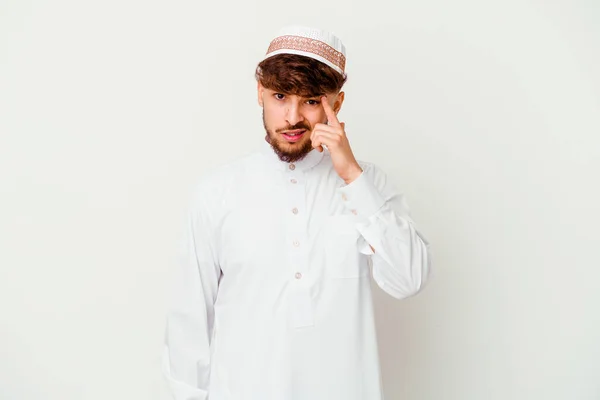 Giovane Arabo Con Tipico Costume Arabo Isolato Sfondo Bianco Che — Foto Stock