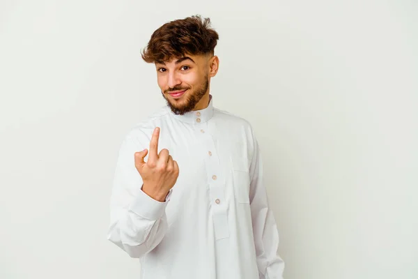 Jonge Marokkaanse Man Draagt Een Typisch Arabische Kleding Geïsoleerd Witte — Stockfoto