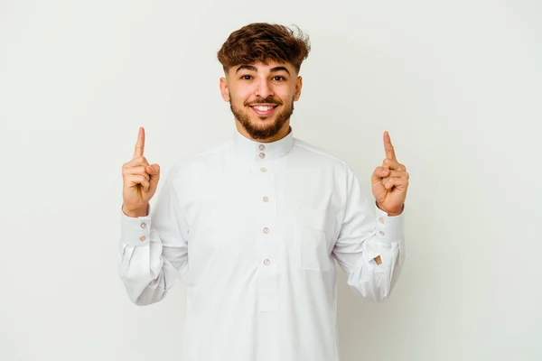 Young Moroccan Man Wearing Typical Arab Clothes Isolated White Background — Stock Photo, Image