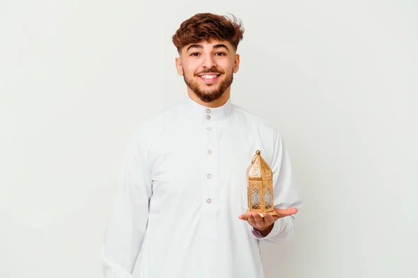 Jonge Marokkaanse Man Draagt Een Typisch Arabische Kleding Met Een — Stockfoto