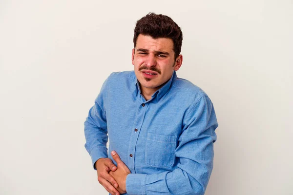 Jeune Homme Caucasien Isolé Sur Fond Blanc Ayant Une Douleur — Photo