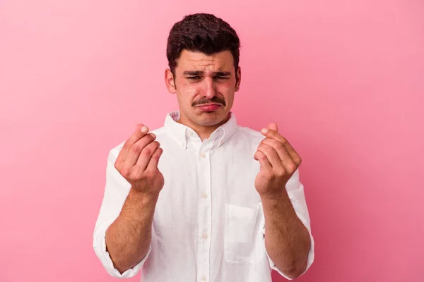 Pembe Arka Planda Izole Edilmiş Genç Beyaz Adam Kadının Hiç — Stok fotoğraf