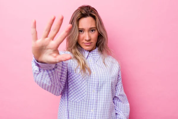 Young Australian Woman Isolated Rejecting Someone Showing Gesture Disgust — Stock Photo, Image