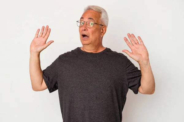 Senior American Man Isolated White Background Being Shocked Due Imminent — Stock Photo, Image